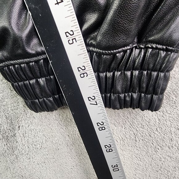 Womens Black Abercrombie & Fitch Vegan Leather Joggers Elastic Waist & Cuffs XL - Picture 10 of 12